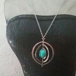 🦋Faux turquoise silver plated necklace boho style